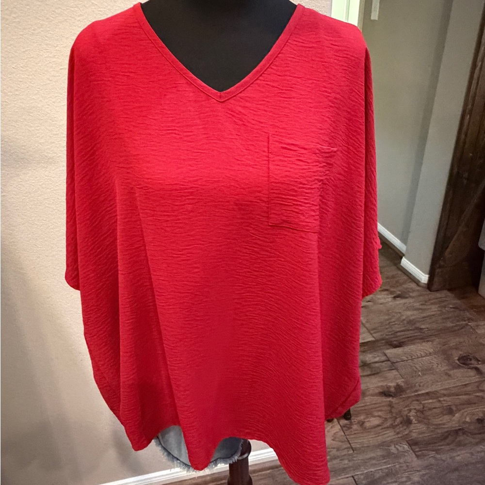 Jodifl Red V-Neck Women's Top